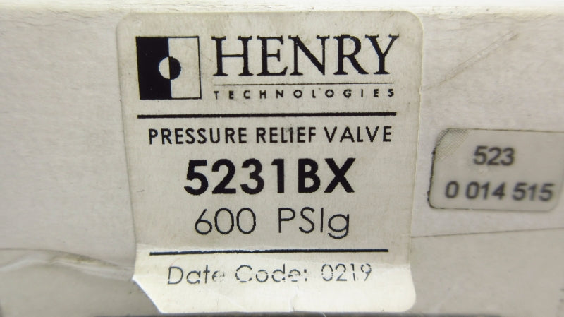 HENRY TECHNOLOGIES 5231BX 600PSI NSMP