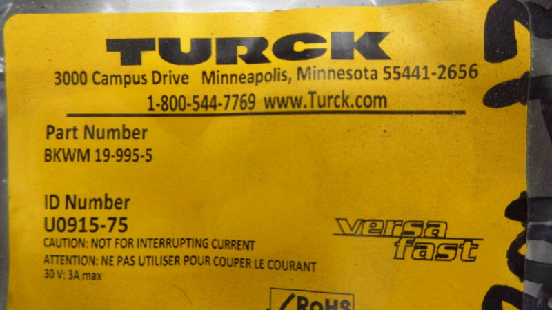 TURCK BKWM-19-995-5 U0915-75 30V 3A NSMP