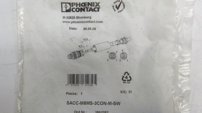 PHOENIX CONTACT SACC-M8MS-3CON-M-SW 1501252 NSMP
