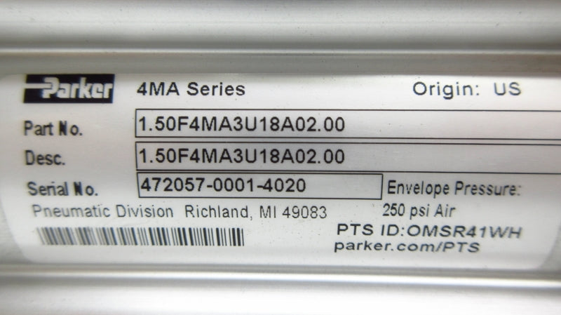 PARKER 1.50F4MA3U18A02.00 250PSI NSNP