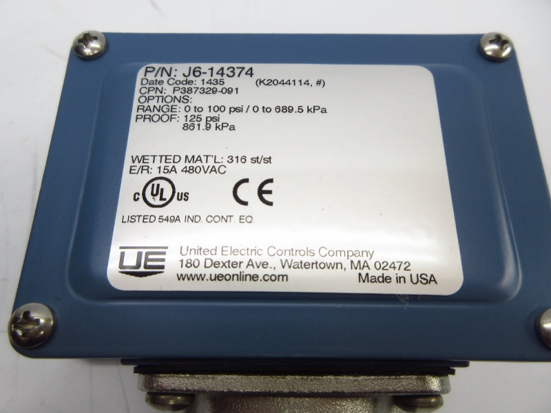 UNITED ELECTRIC J6-14374 125PSI NSMP
