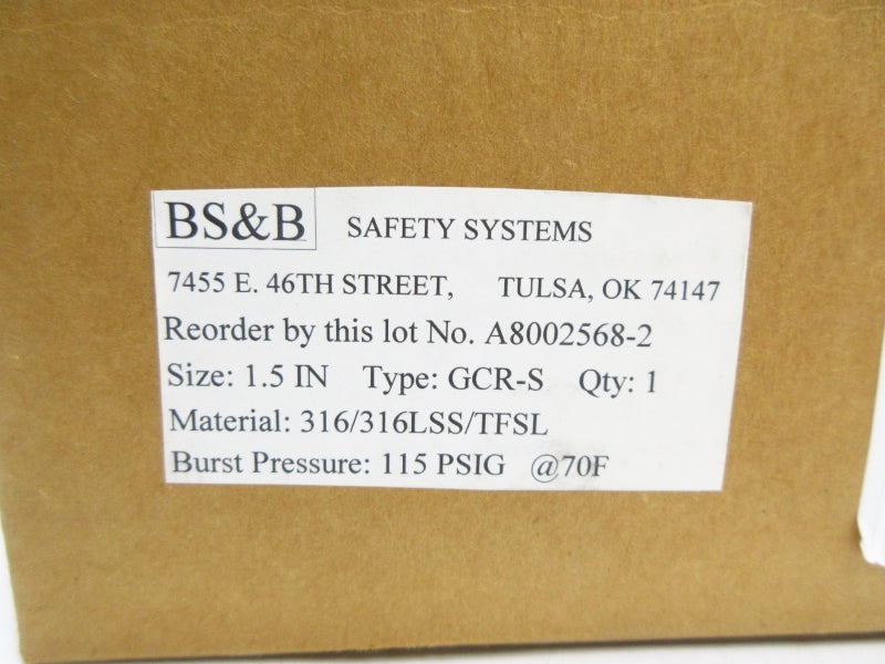 BS&B A8002568-2 GCR-S 115PSI 1.5" NSNP