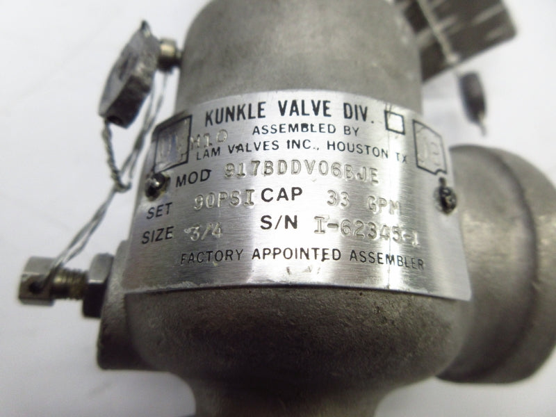 KUNKLE VALVE 917BDDV06BJE 90PSI 3/4" NSNP