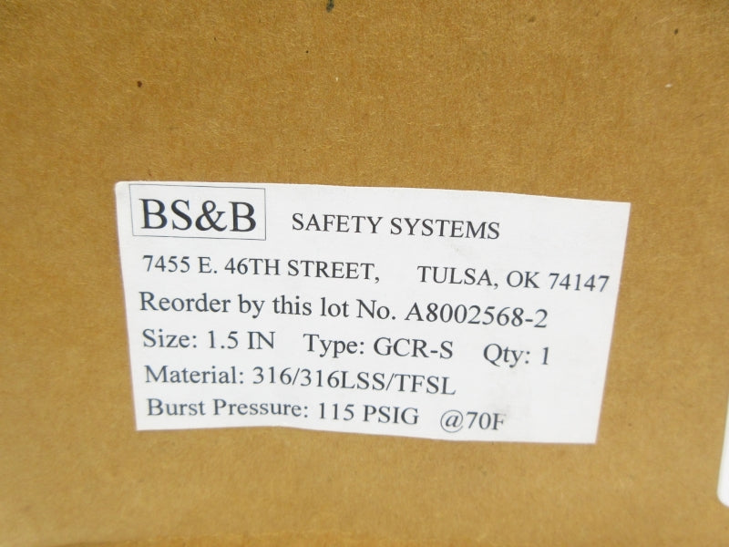 BS&B A8002568-2 GCR-S 115PSI 70'F 1.5" NSMP