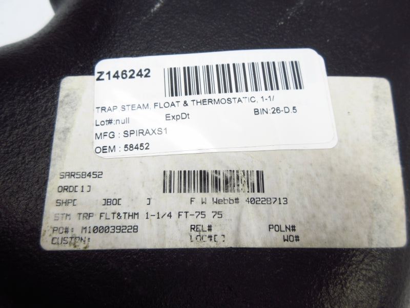 SPRIAX SARCO 58452 FT-75 75PSI 450'F 1-1/4" NSNP