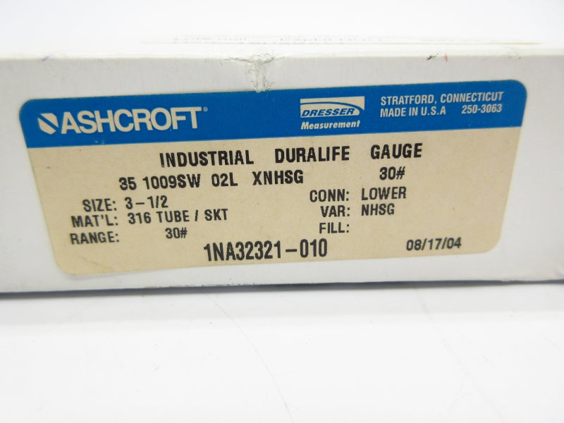 ASHCROFT 351009SW02LXNHSG30# 0-30PSI NSMP