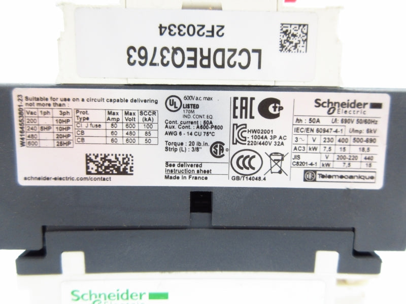 SCHNEIDER ELECTRIC LC1D32F7 110V 50A (AS PICTURED) NSNP