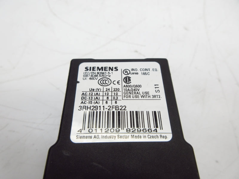 SIEMENS 3RH2911-2FB22 240V 10A NSNP