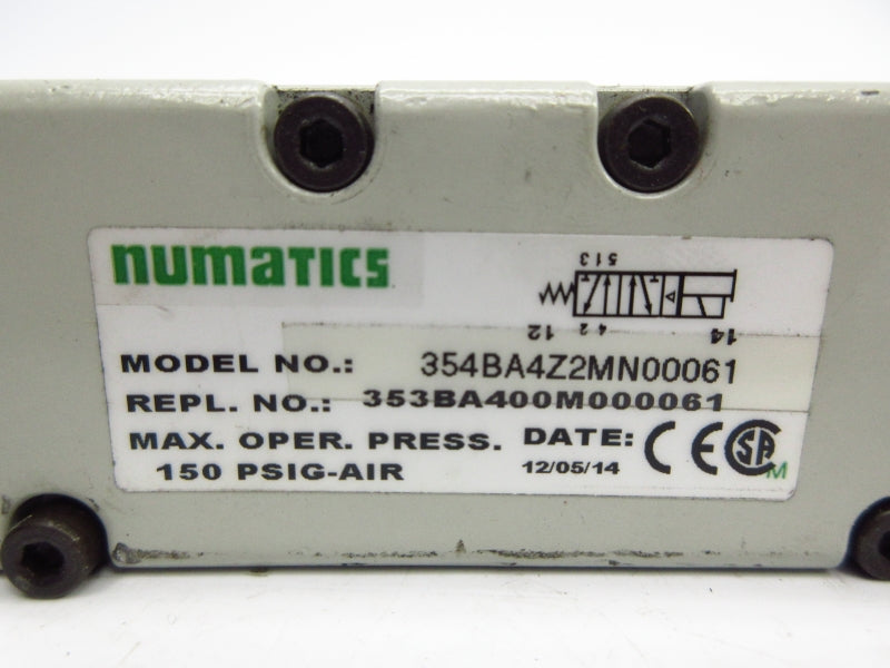NUMATICS 354BA400M000061 24VDC 150PSI UNMP
