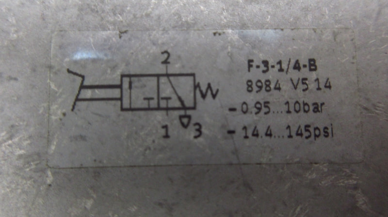 FESTO F-3-1/4-B 8984 14.4-145PSI UNMP