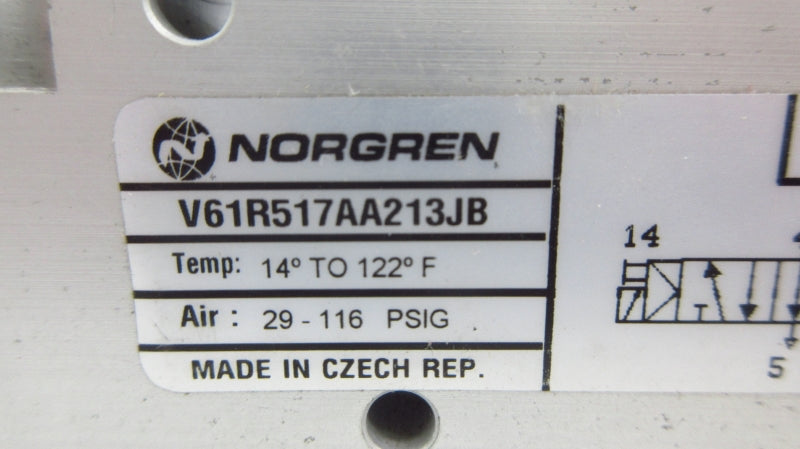 NORGREN V61R517AA213JB 24VDC 29-116PSI NSNP