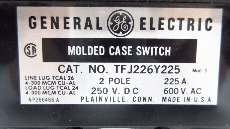 GENERAL ELECTRIC TFJ226Y225 600VAC 225A NSNP