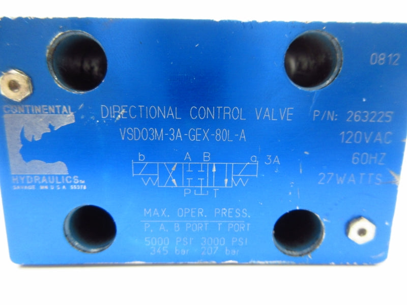 CONTINENTAL HYDRAULICS VSD03M-3A-GEX-80L-A 263225 120VAC 3A UNMP