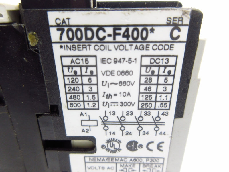 ALLEN BRADLEY 700DC-F400J SER. C 24VDC NSNP
