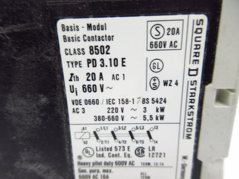 SQUARE D 8502-PD3.10E-V02 SER. B 110/120V 20A NSNP