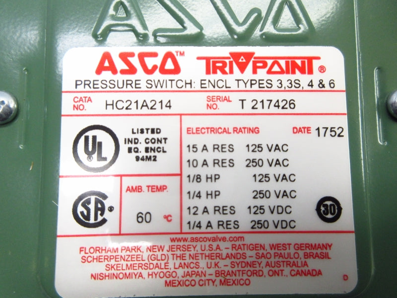 ASCO HC21A214 250VAC 10A NSMP