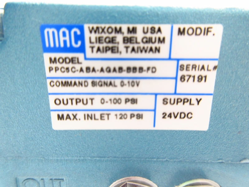 MAC PPC5C-ABA-AGAB-BBB-FD 24VDC 120PSI NSNP