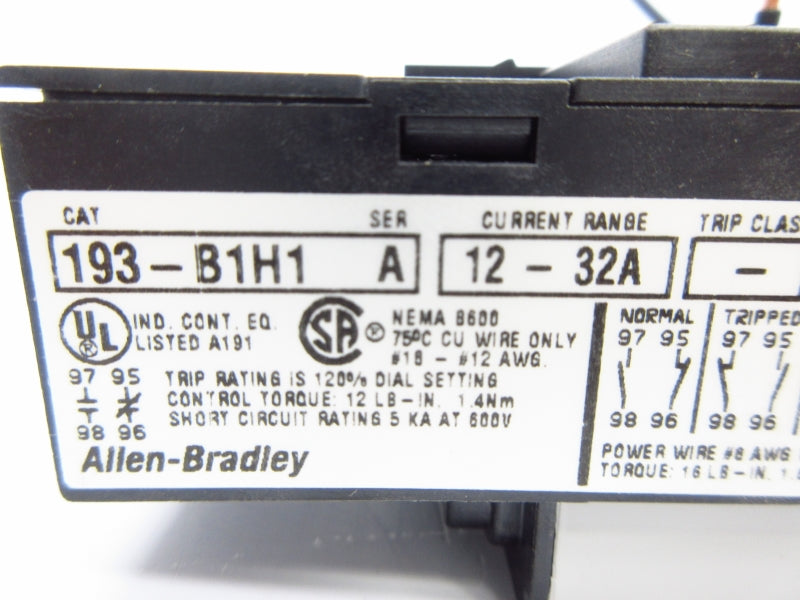 ALLEN BRADLEY 193-B1H1 SER. A 600V 12-32A (BR/WH) NSMP