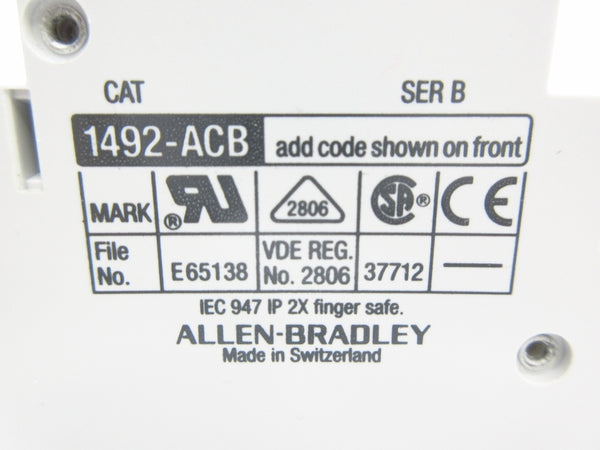 ALLEN BRADLEY 1492-ACBH2 SER. B 277VAC 6A NSMP