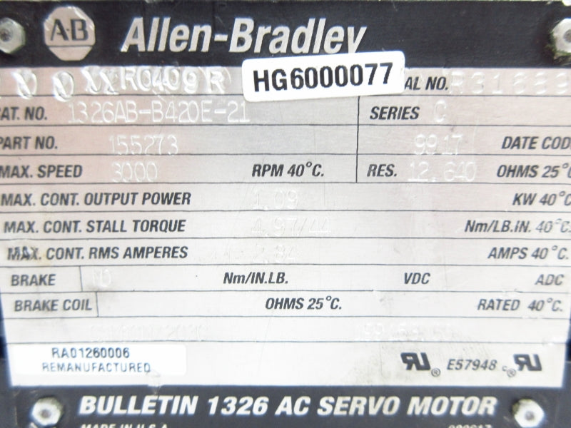 ALLEN BRADLEY 1326AB-B420E-21 SER. C 2.84A NSNP