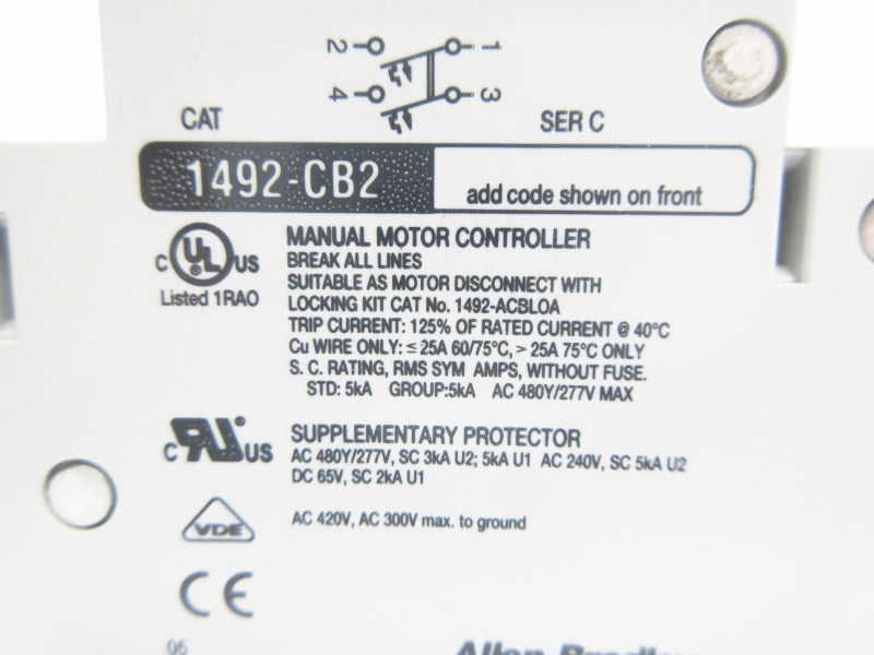 ALLEN BRADLEY 1492-CB2G100 SER. C 277V 10A NSMP