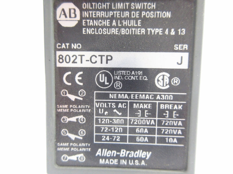 ALLEN BRADLEY 802T-CTP SER. J 120-300VAC 60A (WH) NSMP