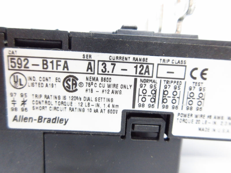 ALLEN BRADLEY 592-B1FA SER. A 600V 3.7-12A NSNP