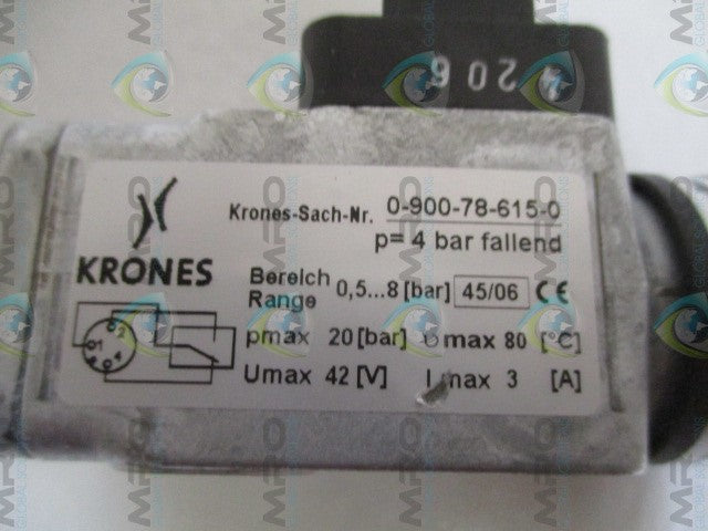 KRONES 0-900-78-615-0 MANOMETRIC SWITCH *NEW IN BOX*