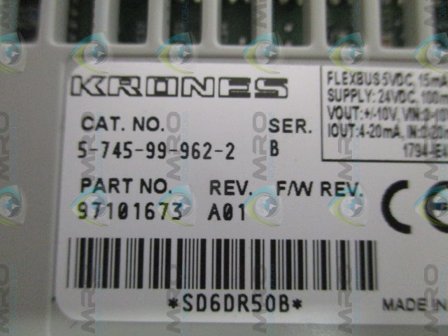 KRONES 5-745-99-962-2 ANALOG COMBO I/O MODULE *NEW NO BOX*