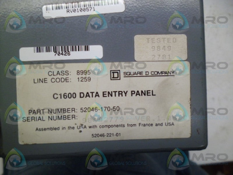 SQUARE D 52046-170-50 DATA ENTRY PANEL  UNMP