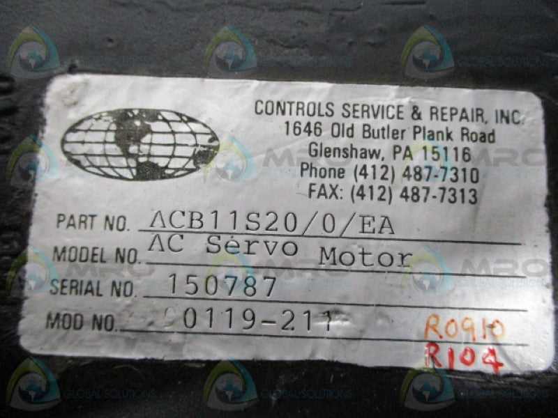 CONTROLS SERVICE ACB11S20/0/EA SERVO MOTOR  UNMP