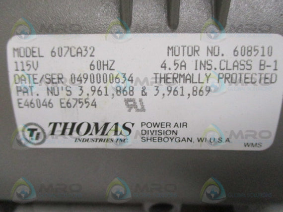 THOMAS INDUSTRIES 607CA32 COMPRESSOR * NEW NO BOX *