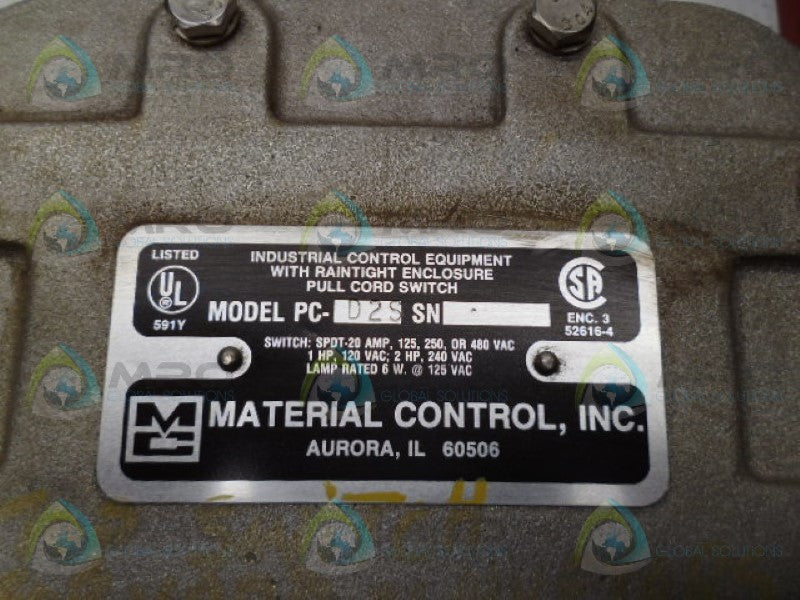 MATERIAL CONTROL PC-D2S SAFETY STOP SWITCH *USED*