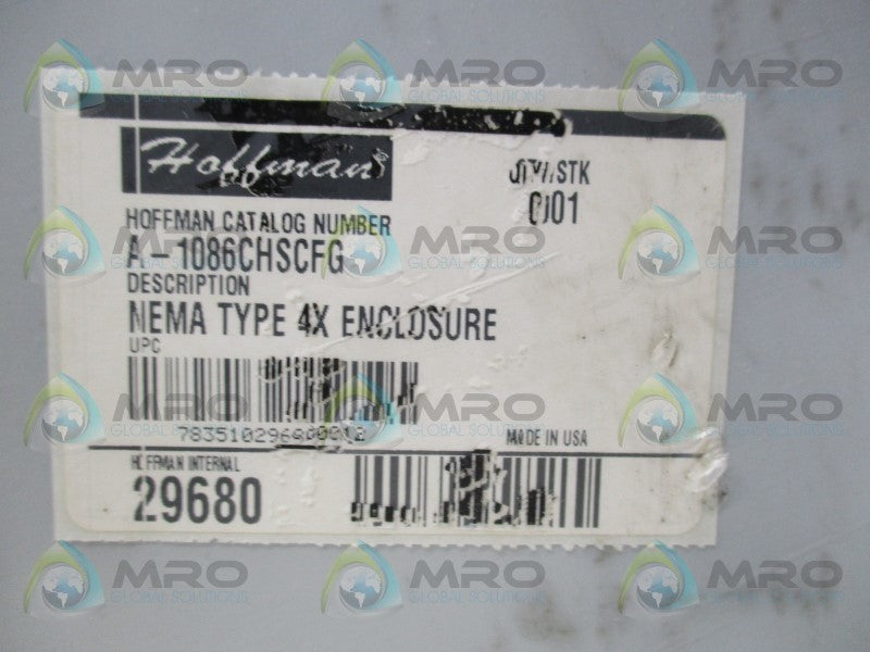 HOFFMAN A-1086CHSCFG ENCLOSURE * NEW IN ORIGINAL PACKAGE *