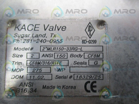 KACE 2"MLR150-33RG-L 3-WAY FLANGED BALL VALVE * NEW NO BOX *