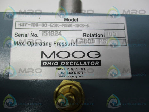 MOOG H37-100-00-ESX-MS14-RKS-N HYDRAULIC ROTARY ACTUATOR * NEW NO BOX *