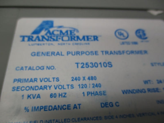 ACME T2530105 TRANSFORMER * NEW NO BOX *