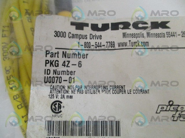 TURCK PKG4Z-6 CABLE CORDSET *NEW IN FACTORY BAG*