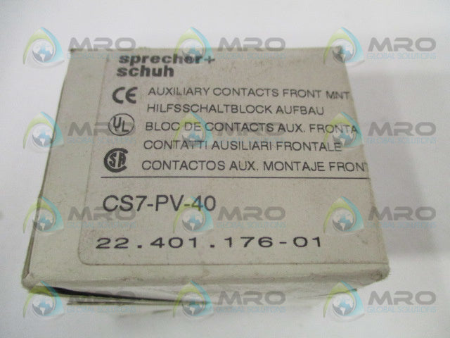 SPRECHER+SCHUH CS7-PV-40 AUXILIARY CONTACT BLOCK *NEW IN BOX*