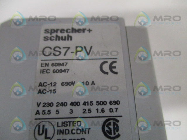 SPRECHER+SCHUH CS7-PV-40 AUXILIARY CONTACT BLOCK *NEW IN BOX*