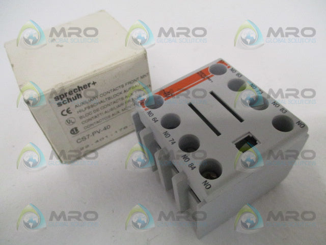 SPRECHER+SCHUH CS7-PV-40 AUXILIARY CONTACT BLOCK *NEW IN BOX*