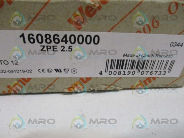 WEIDMULLER ZPE2.5 1608640000 TERMINAL BLOCK *NEW NO BOX*