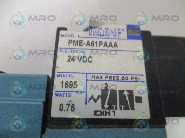 MAC PME-A81PAAA SOLENOID VALVE 24VDC *USED*