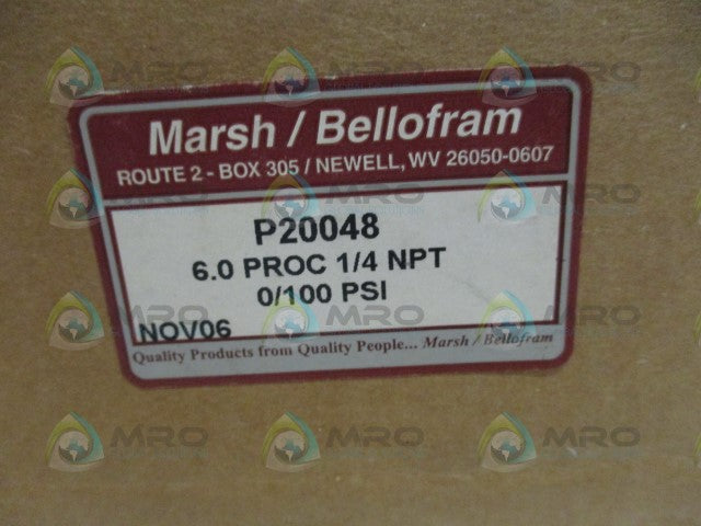 MARSH / BELLOFRAM P20048 PREESURE GAUGE 0/100 PSI *NEW IN BOX*