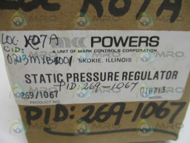 MCC POWERS 269-1067 STATIC PRESSURE REGULATOR 0-3" WG *NEW IN BOX*