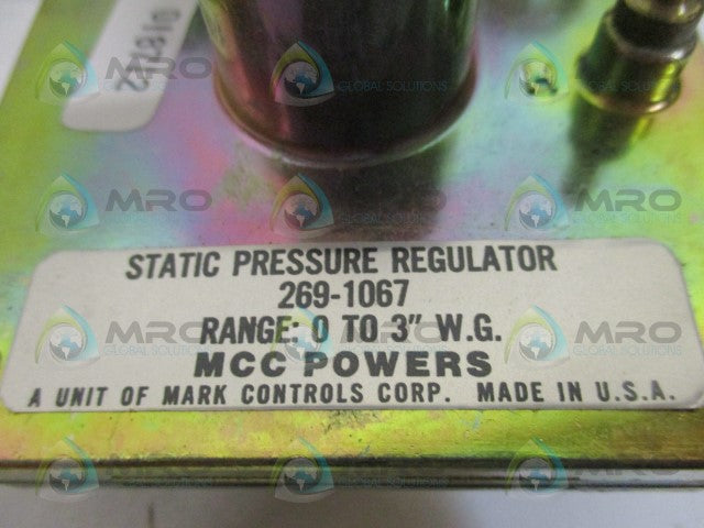 MCC POWERS 269-1067 STATIC PRESSURE REGULATOR 0-3" WG *NEW IN BOX*