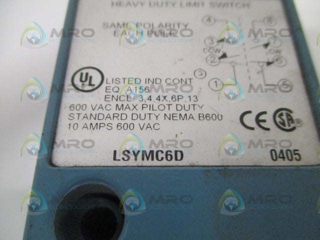 MICROSWITCH LSYMC6D LIMIT SWITCH *USED*