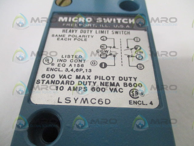 MICROSWITCH LSYMC6D LIMIT SWITCH *NEW NO BOX*
