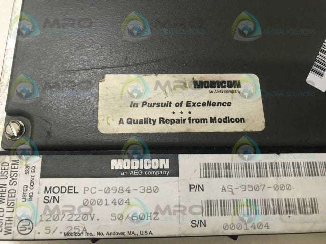 AEG MODICON PC-0984-380 AS-9507-000 CONTROLLER (REPAIRED)(NO KEY) *USED*