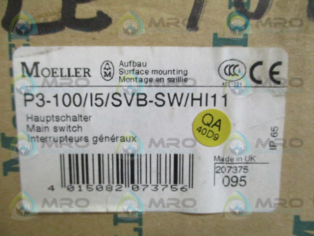 KLOCKNER MOELLER P3-100/I5/SVB-SW/HI11 MAIN SWITCH *NEW IN BOX*